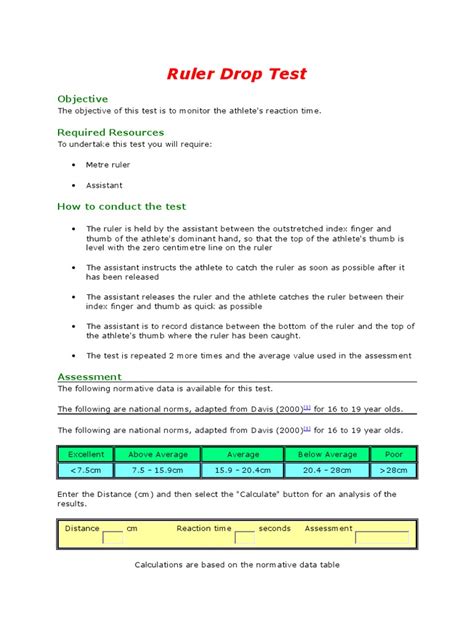 validity of ruler drop test|ruler drop test average score.